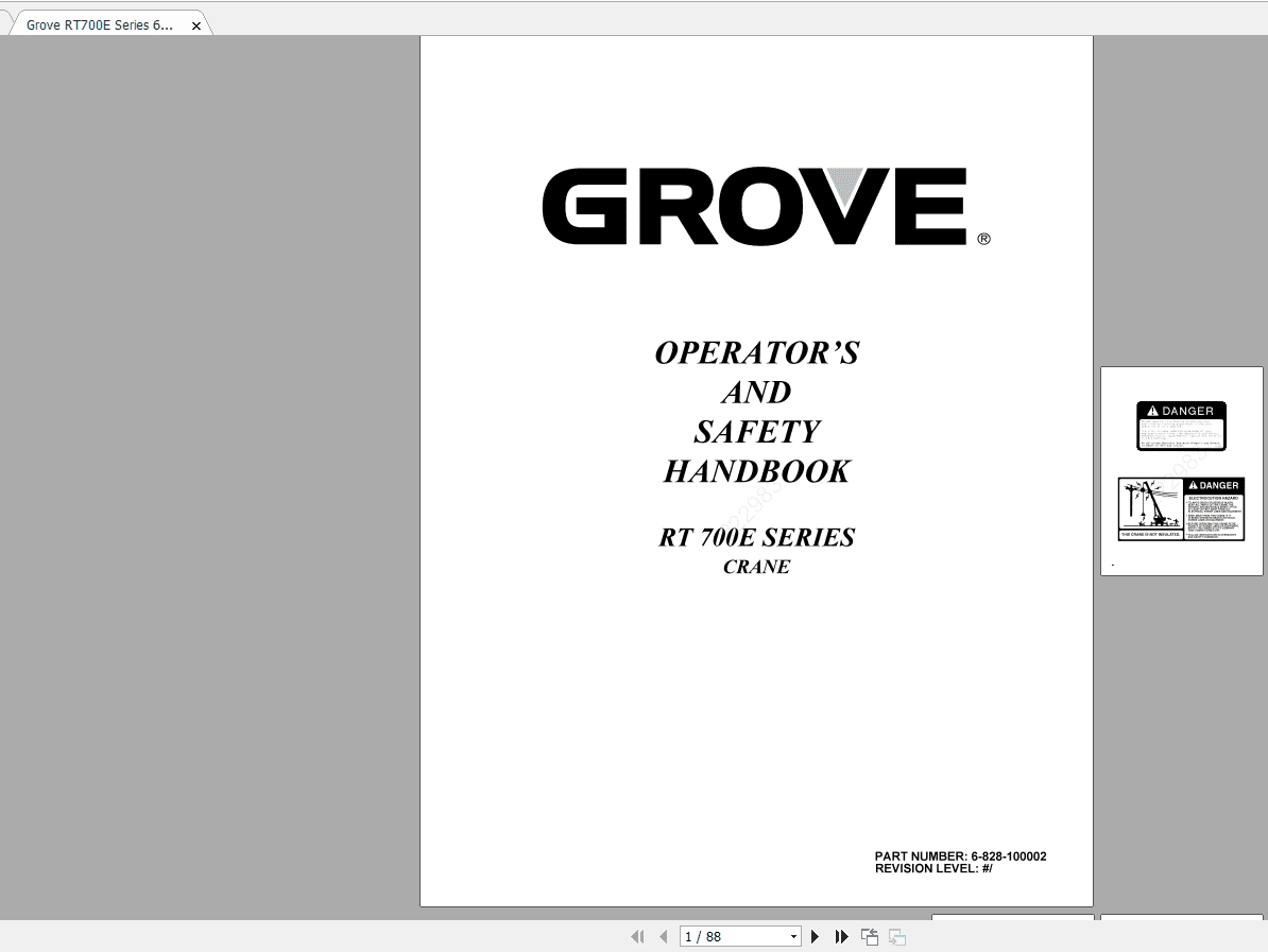 Grove RT700E Series 6 828 100002 Operators Safety Handbook