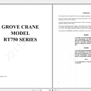 Grove RT750 Series 221132 Service Manual