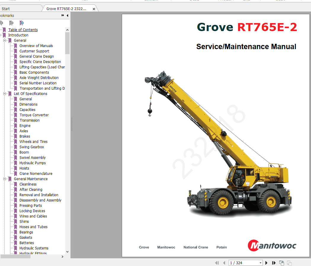 Grove RT765E 2 232218Control439 00EN 2011 Service Manual