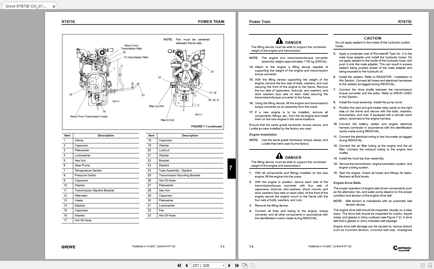 Grove RT875E Ctrl071 02 Service Maintenance Manual 4
