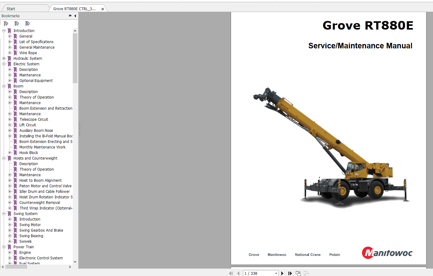 Grove RT880E CTRL358 02 Service Maintenance Manual 1