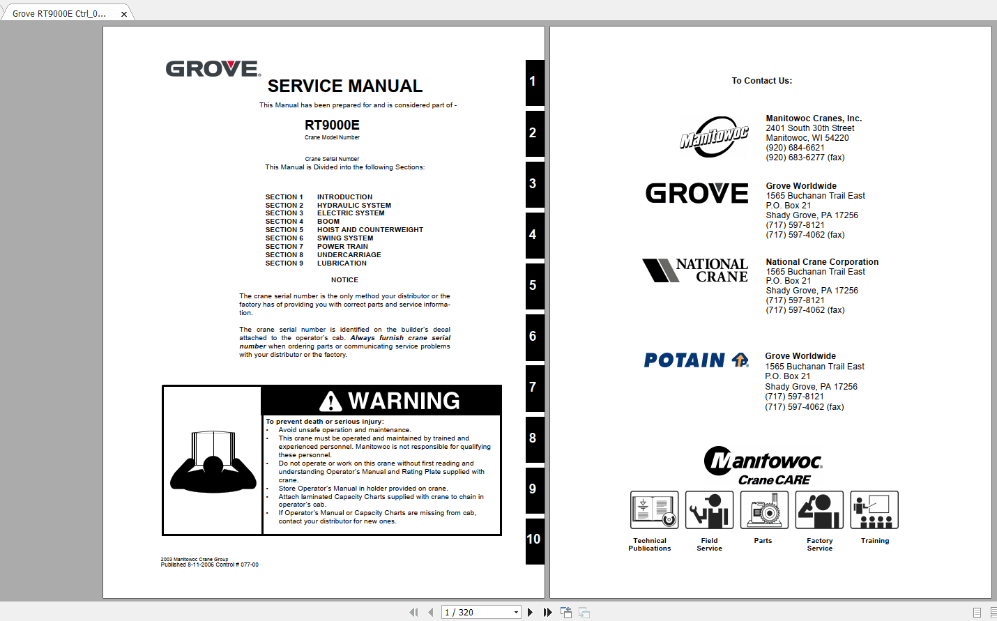 Grove RT9000E Ctrl077 00 Service Manual