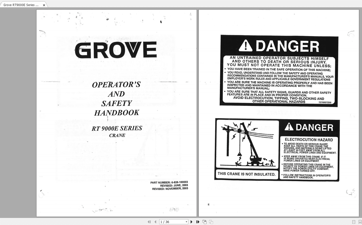 Grove RT9000E Series Operator Safety Handbook