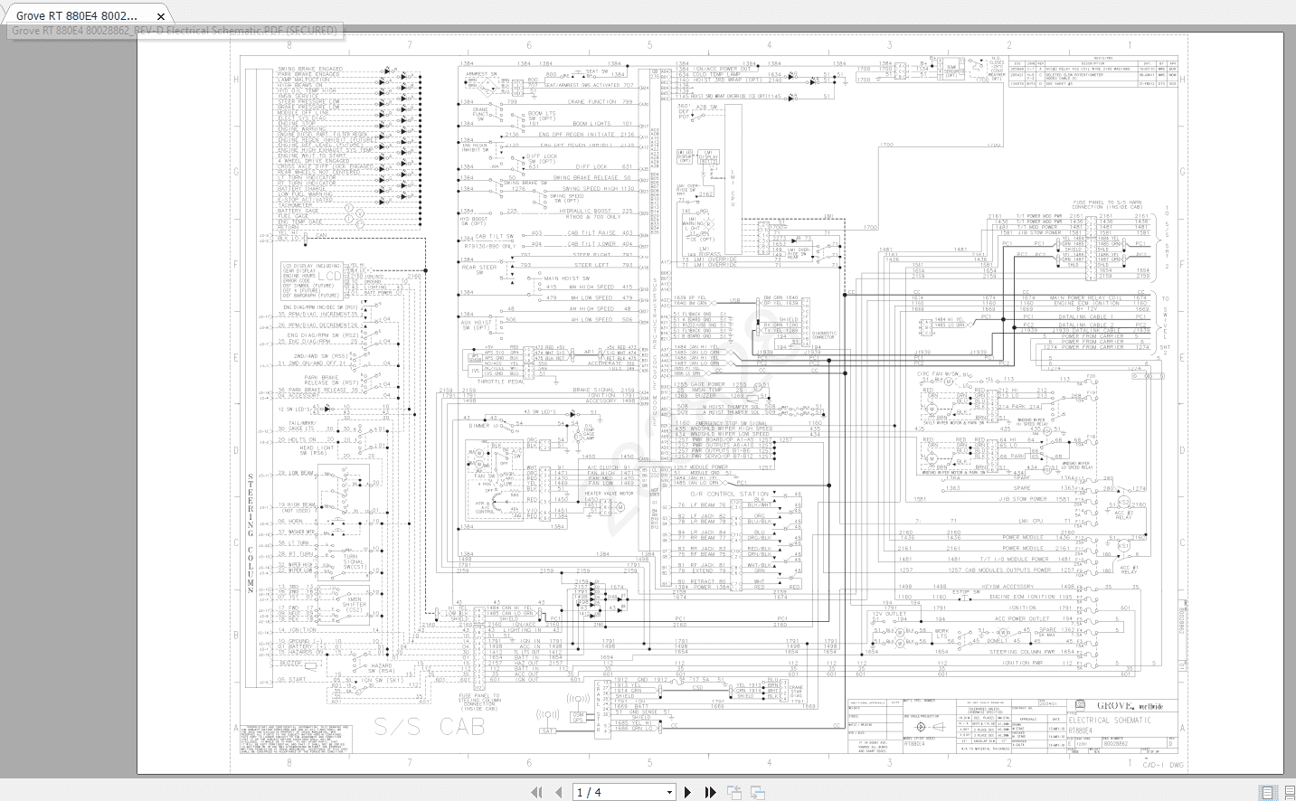 Grove RT 880E4 80028862REV D Electrical Schematic