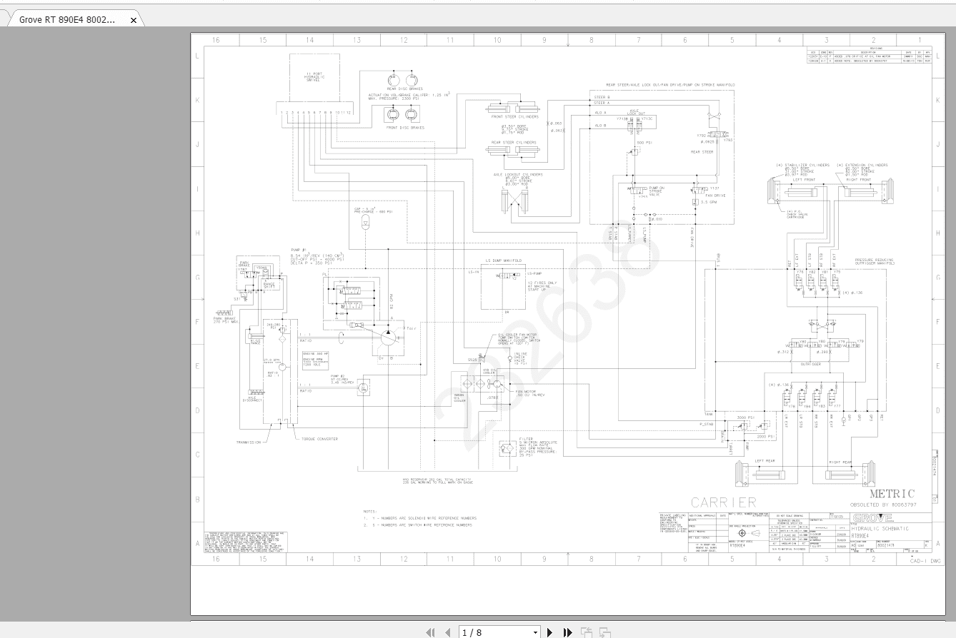 Grove RT 890E4 80021474REV K Hydraulic Schematic