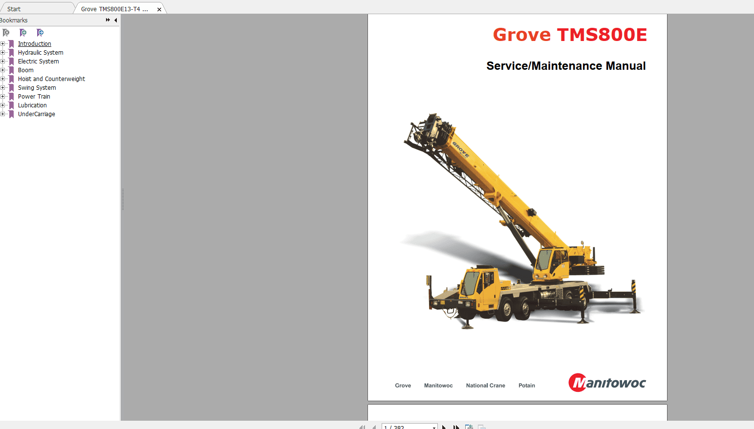 Grove TMS800E13 T4 CTRL496 00 Service Maintenance Manual 4pe98J