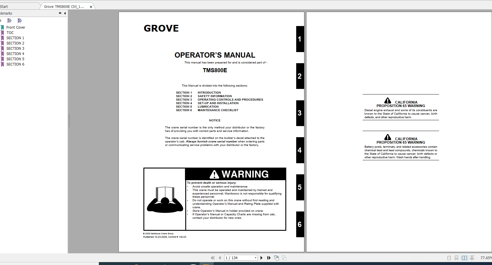 Grove TMS800E Ctrl132 03 Operators Manual 3
