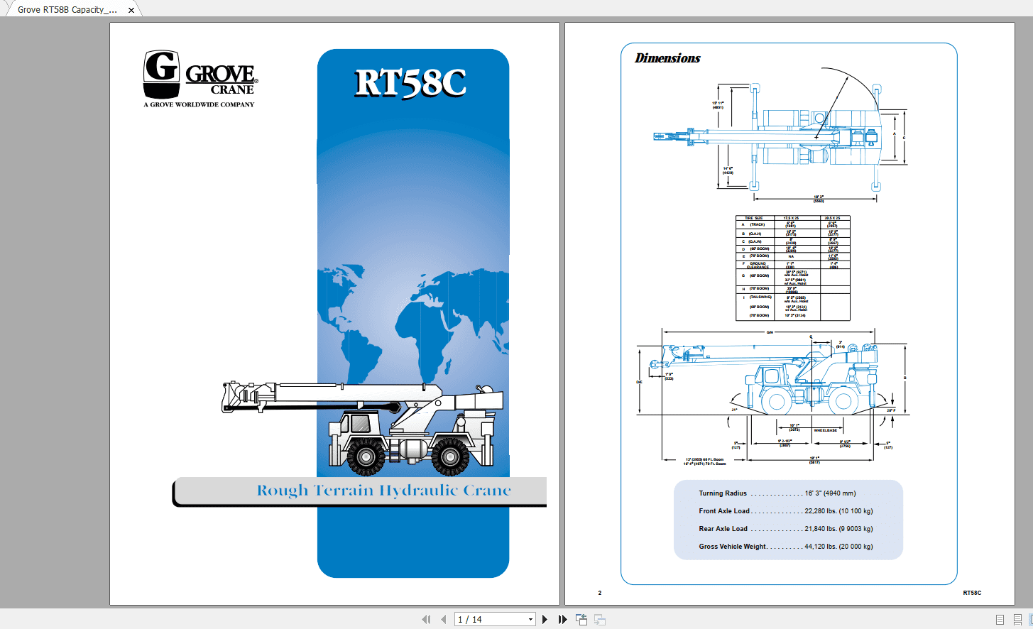 Grove Telescope Crane LRT110RT58B Technical Manual Operators Manual