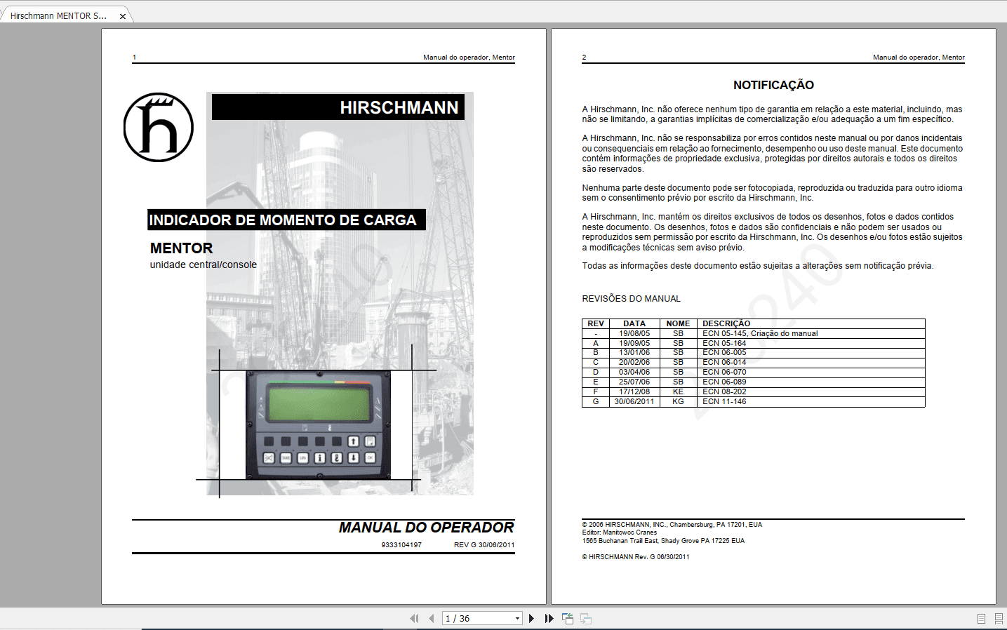 Hirschmann MENTOR SQ 183OPERATORSREVGBRPO 9333104197