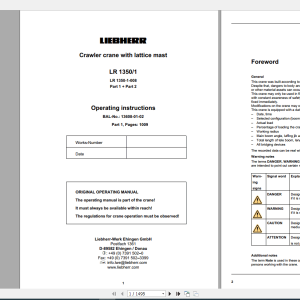 Liebherr Crawler Crane LR 1350 1 13608 01 02 Operating Instructions 1