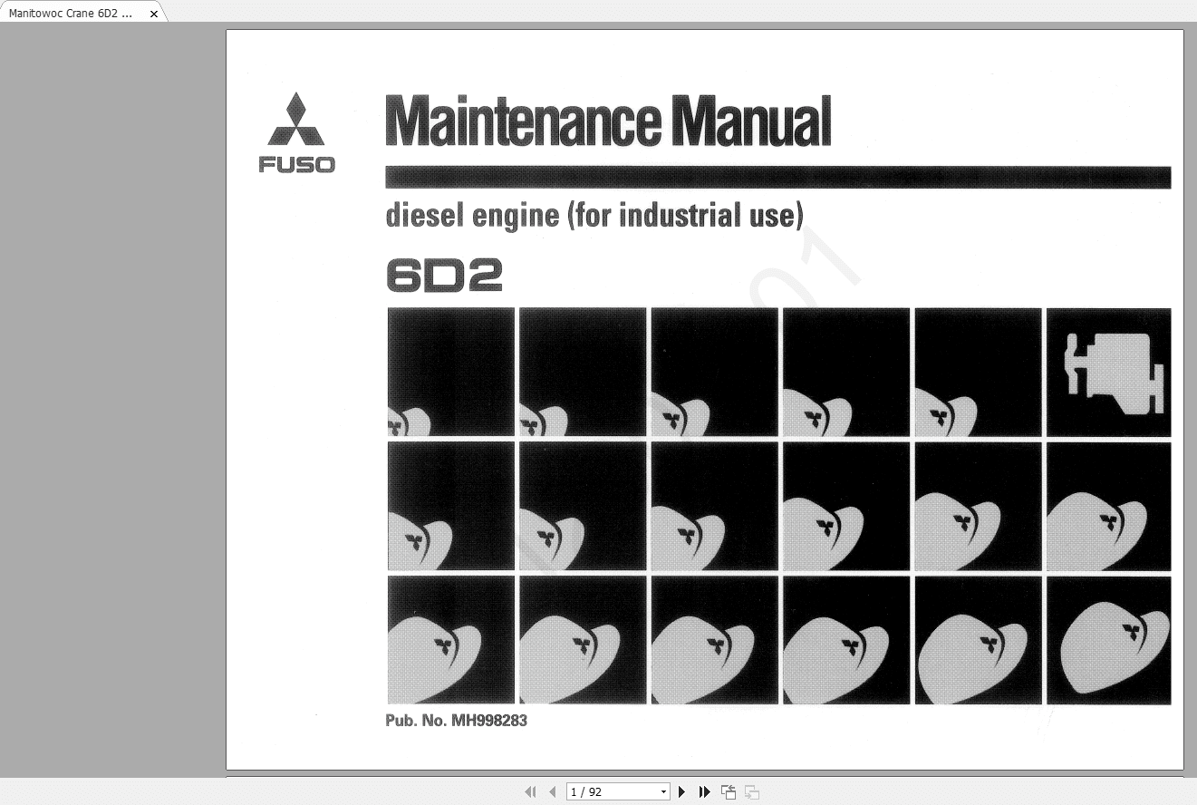 Manitowoc Crane 6D2 Diesel Engine MH998283 Maintenance Manual