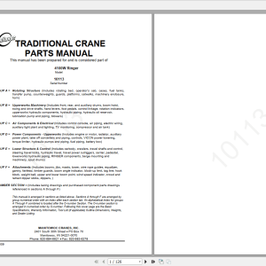 Manitowoc Crane Model 4100W 10113 Parts Manual Capacities 1