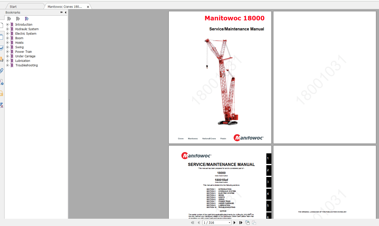 Manitowoc Cranes 18000 18001031CTR035 23 Service Maintenance Manual