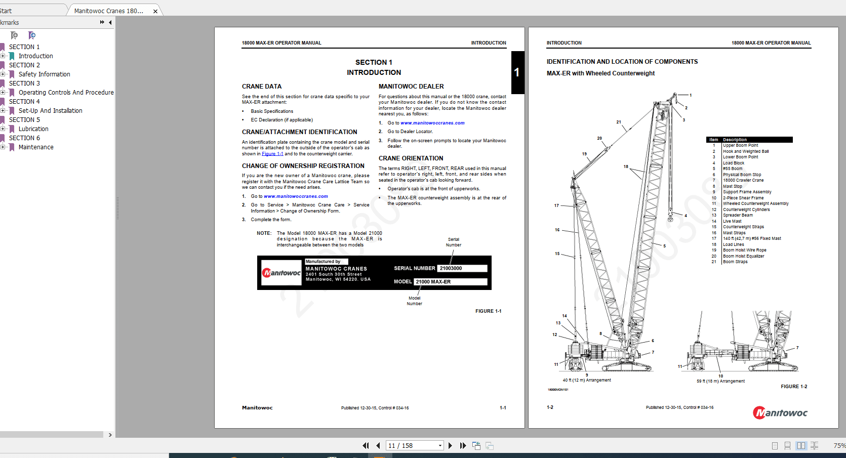 Manitowoc Cranes 18000 MAX ER 21003089CTR034 16 Operators Manual 2