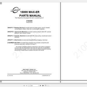 Manitowoc Cranes 18000 MAX ER 21003089 Parts Manual