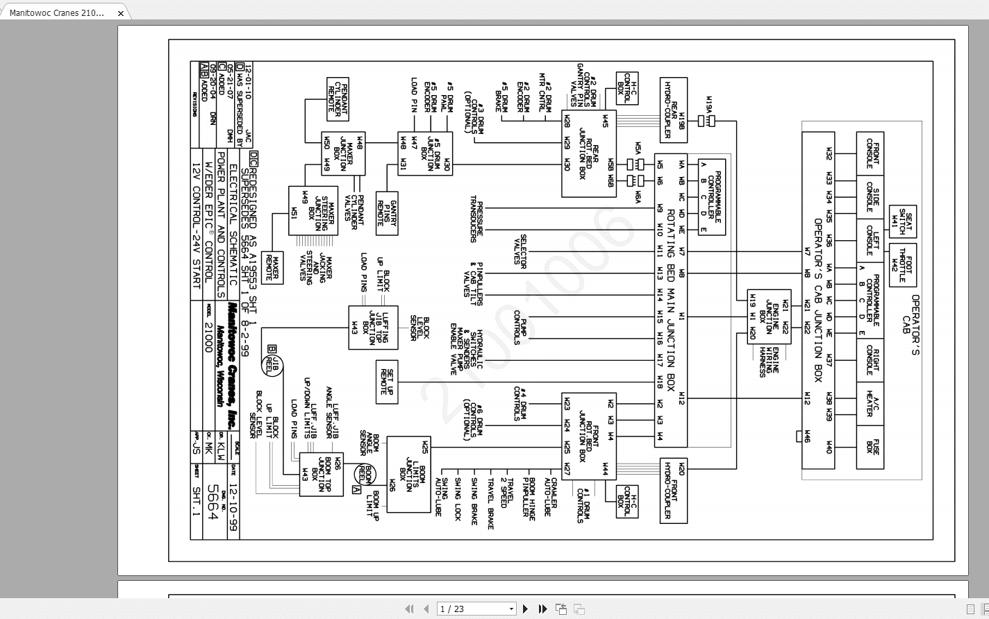 Manitowoc Cranes 21000 00566434 Electrical Schematic