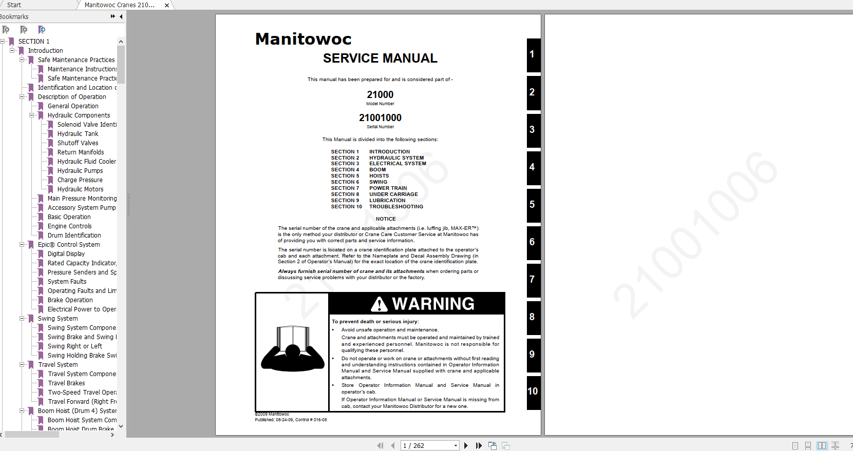 Manitowoc Cranes 21000 21001000CTR016 08 Service Manual 1