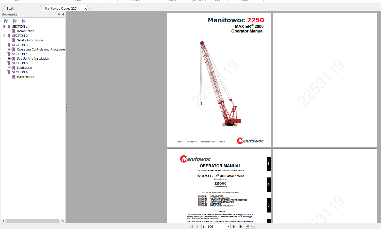 Manitowoc Cranes 2250 MAX ER 2253000CTR049 05 Operators Manual 1