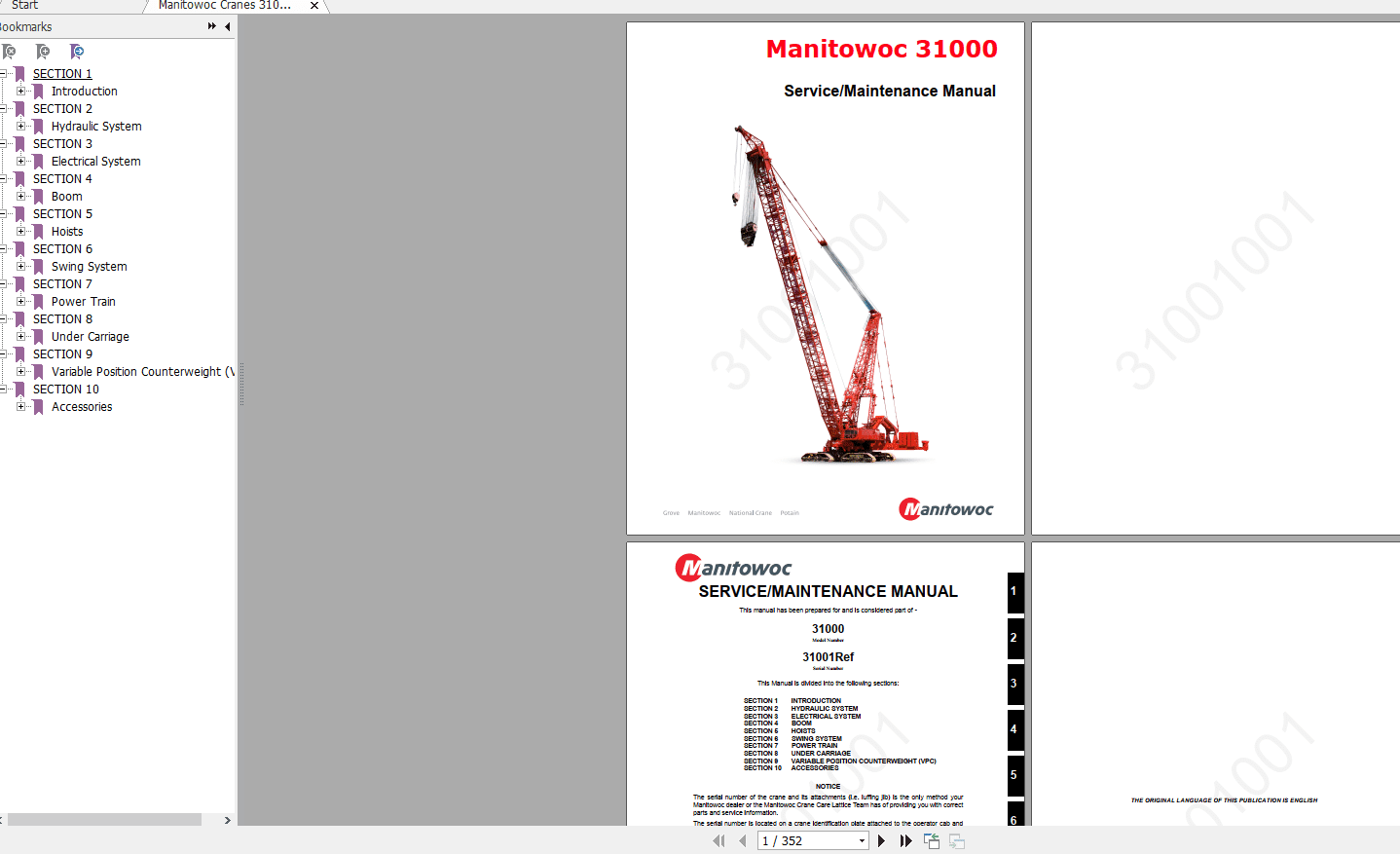 Manitowoc Cranes 31000 31001001CTR077 03 Service Maintenance Manual