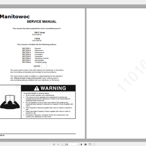 Manitowoc Cranes Model 390E HOIST Service Parts Manual 1