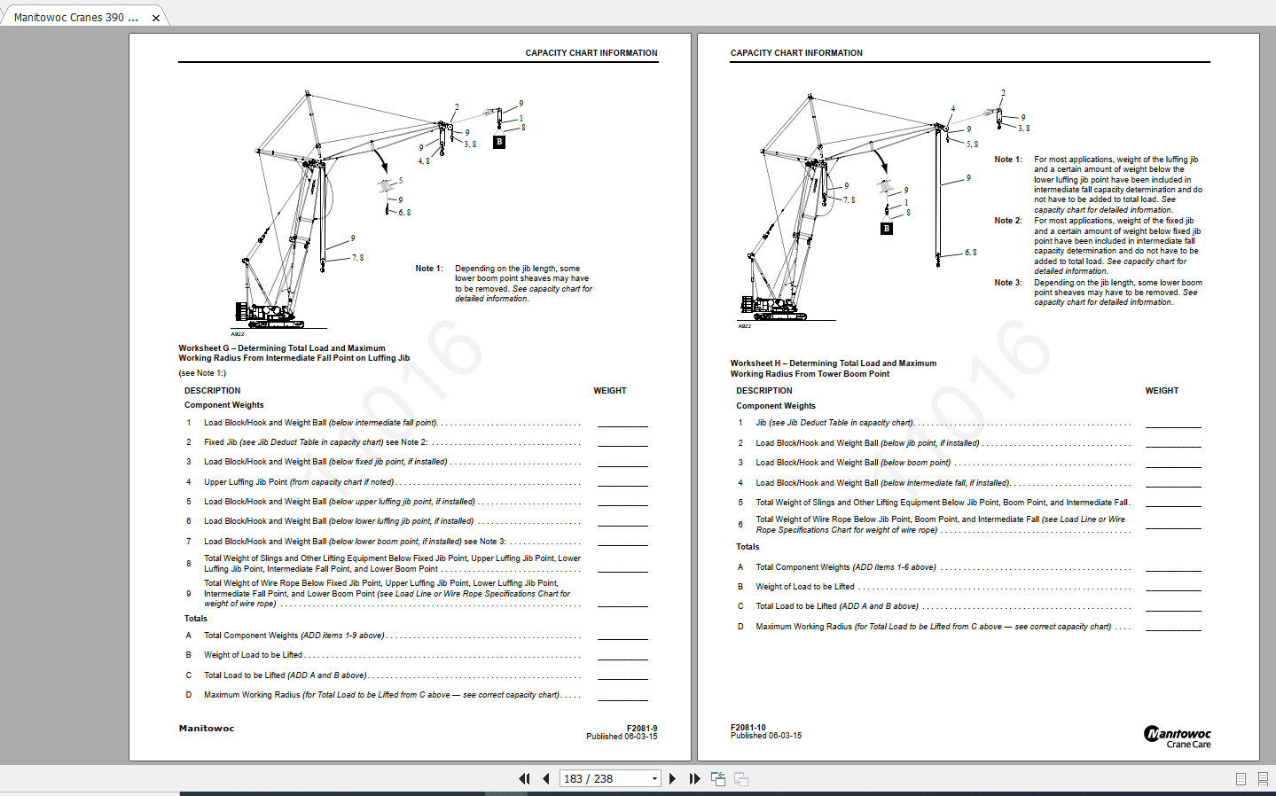 Manitowoc Cranes Model 390E HOIST Service Parts Manual 2