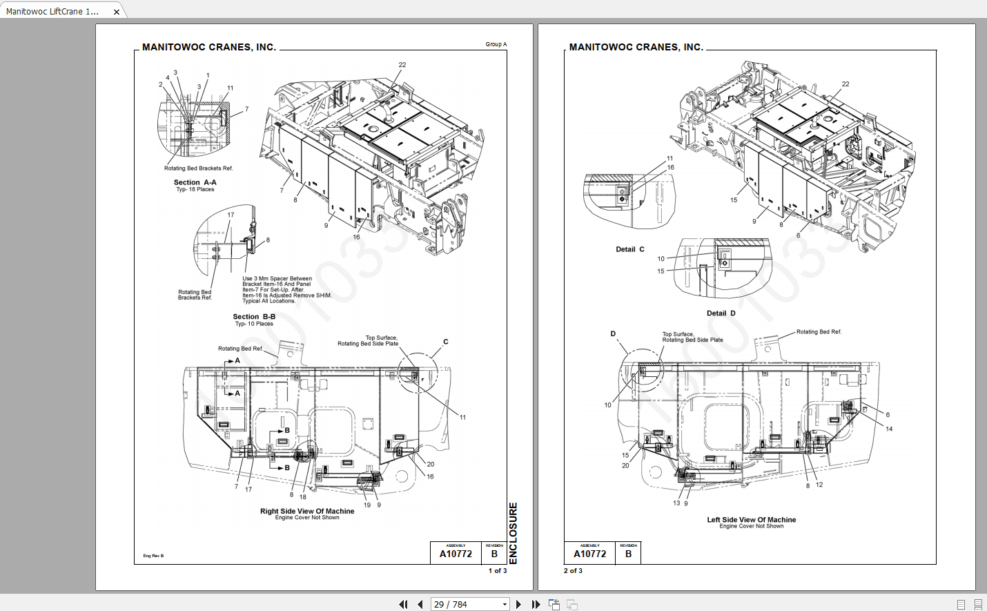 Manitowoc LiftCrane 16000 16001033 PARTS MANUAL