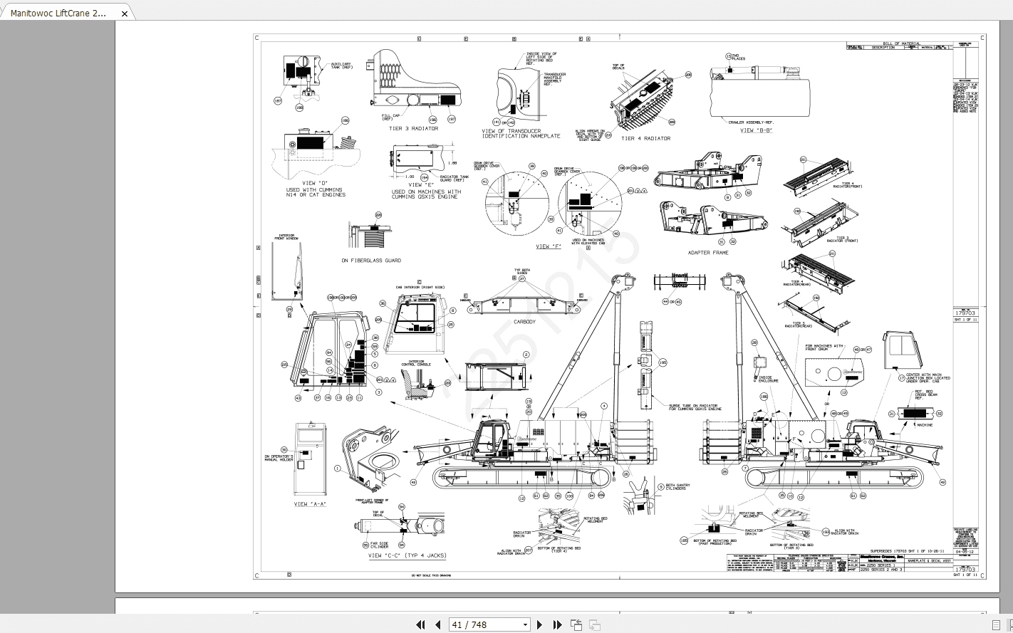 Manitowoc LiftCrane 2250 2251215 PARTS MANUAL