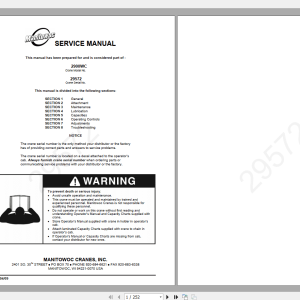 Manitowoc LiftCrane 2900WC2957202 04 2009 Service Manual