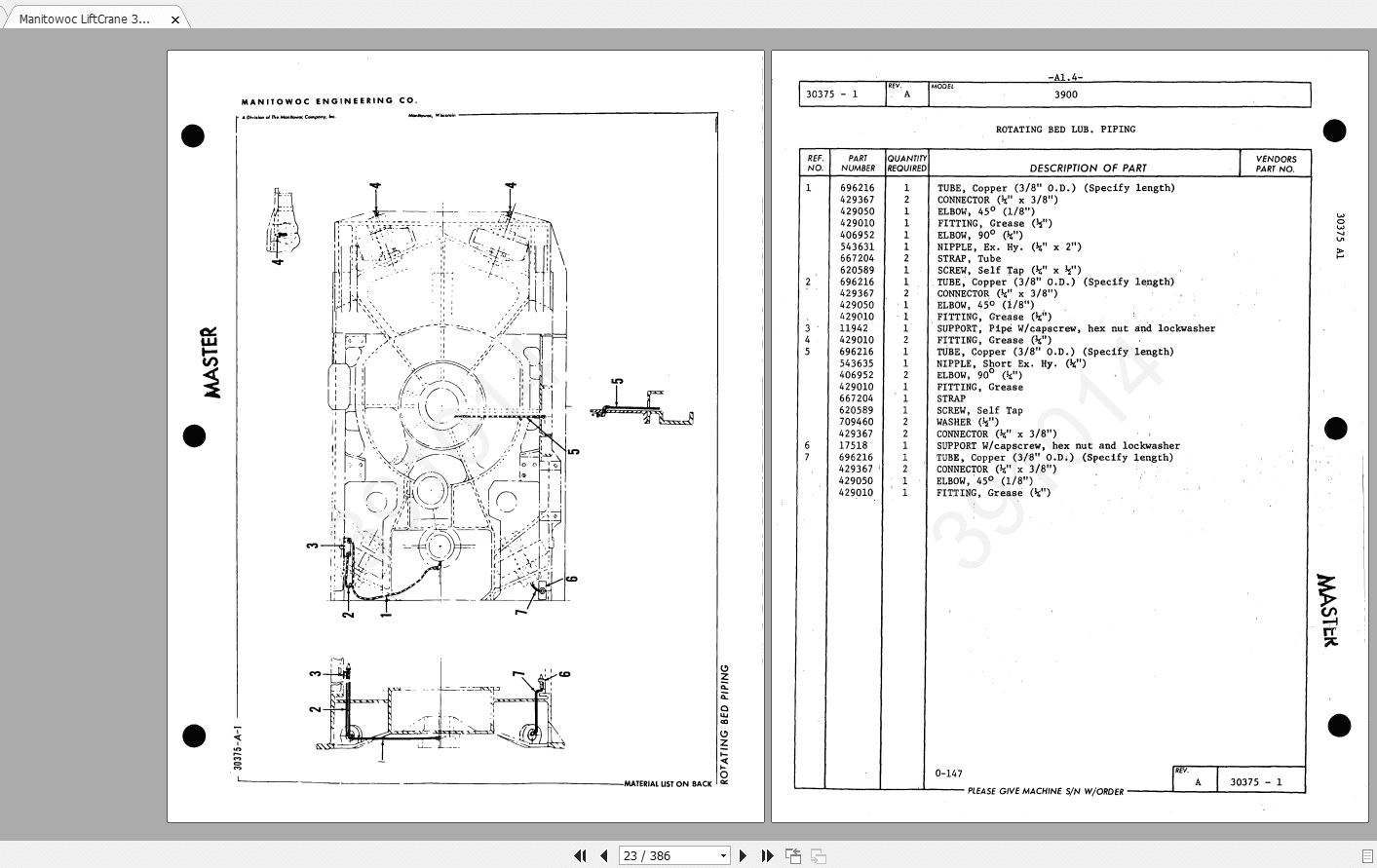 Manitowoc LiftCrane 3900 39101411 30 2007 Parts Manual
