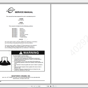 Manitowoc LiftCrane 4000W 4029206 22 2006 Service Manual 1
