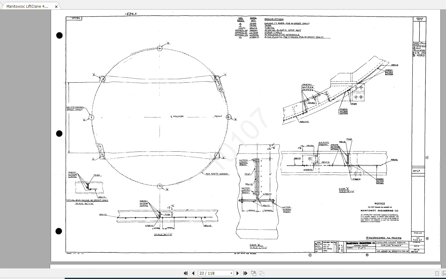 Manitowoc LiftCrane 4100W S2 RINGER1010711 13 2008 Parts Manual