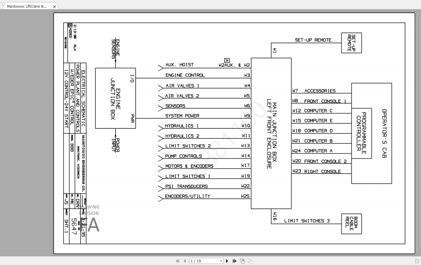 Manitowoc LiftCrane 888 00564701 Electrical Schematic