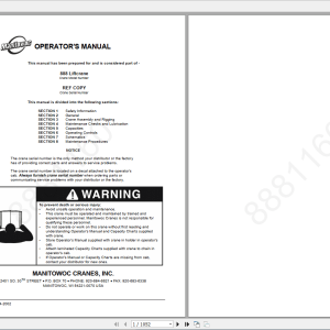 Manitowoc LiftCrane 888 881160 Operators Manual