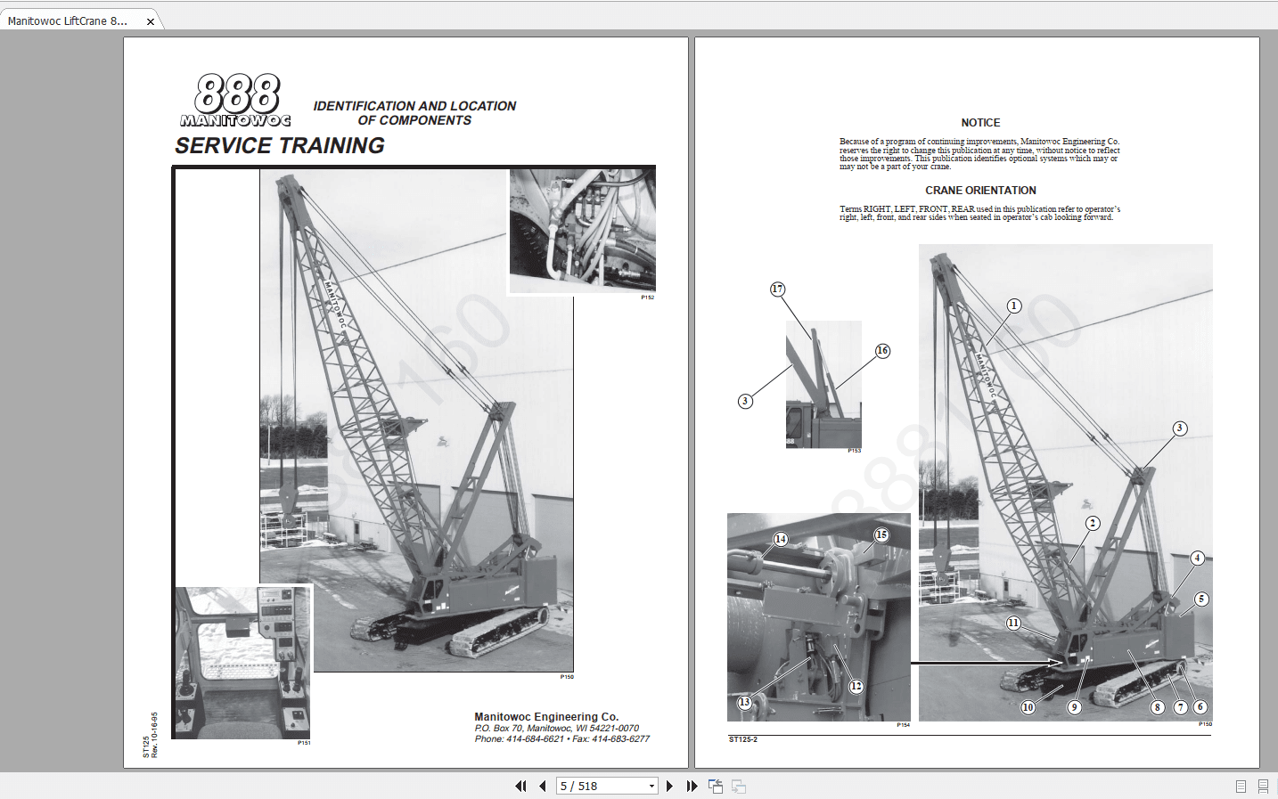 Manitowoc LiftCrane 888 881160 Service Technical Manual