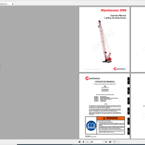 Manitowoc LiftCrane 999 9995092 CTR043 09 Operators Manual