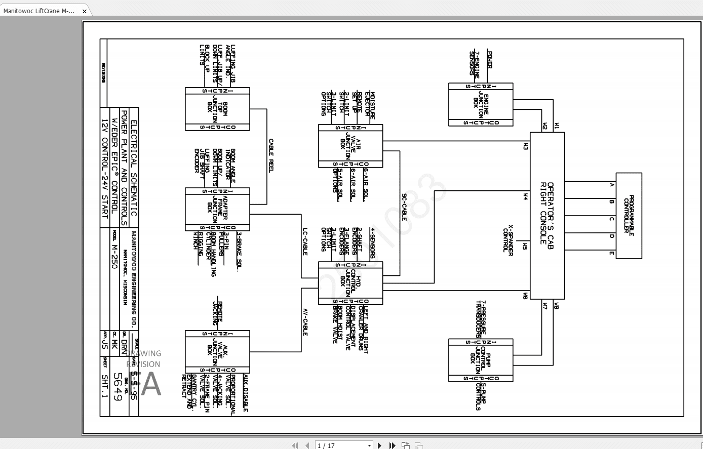 Manitowoc LiftCrane M 250 005649 01 Electrical Schematic