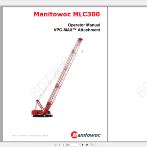 Manitowoc LiftCrane MLC 300VPC MAX 607206CTR240 09 Operators Manual