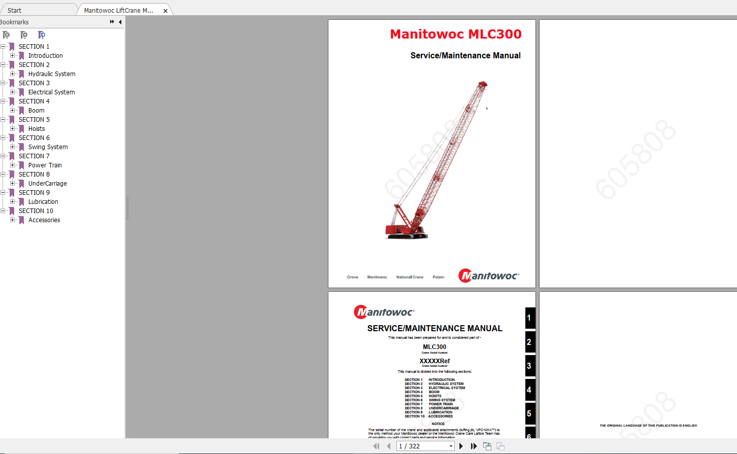 Manitowoc LiftCrane MLC 300 605808CTR235 10 Service Maintenance Manual