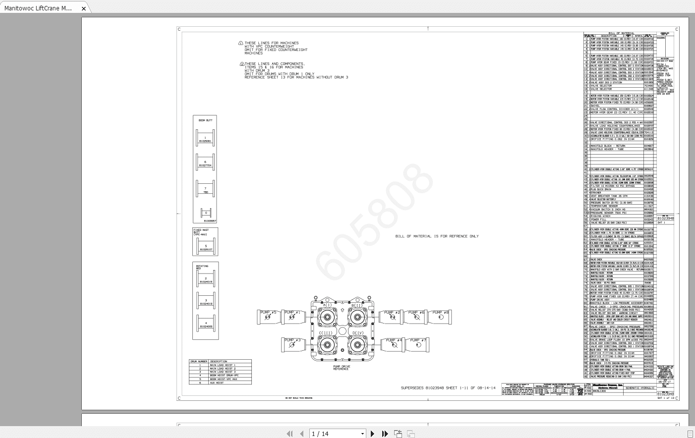 Manitowoc LiftCrane MLC 300 81023948FG Hydraulic Schematic