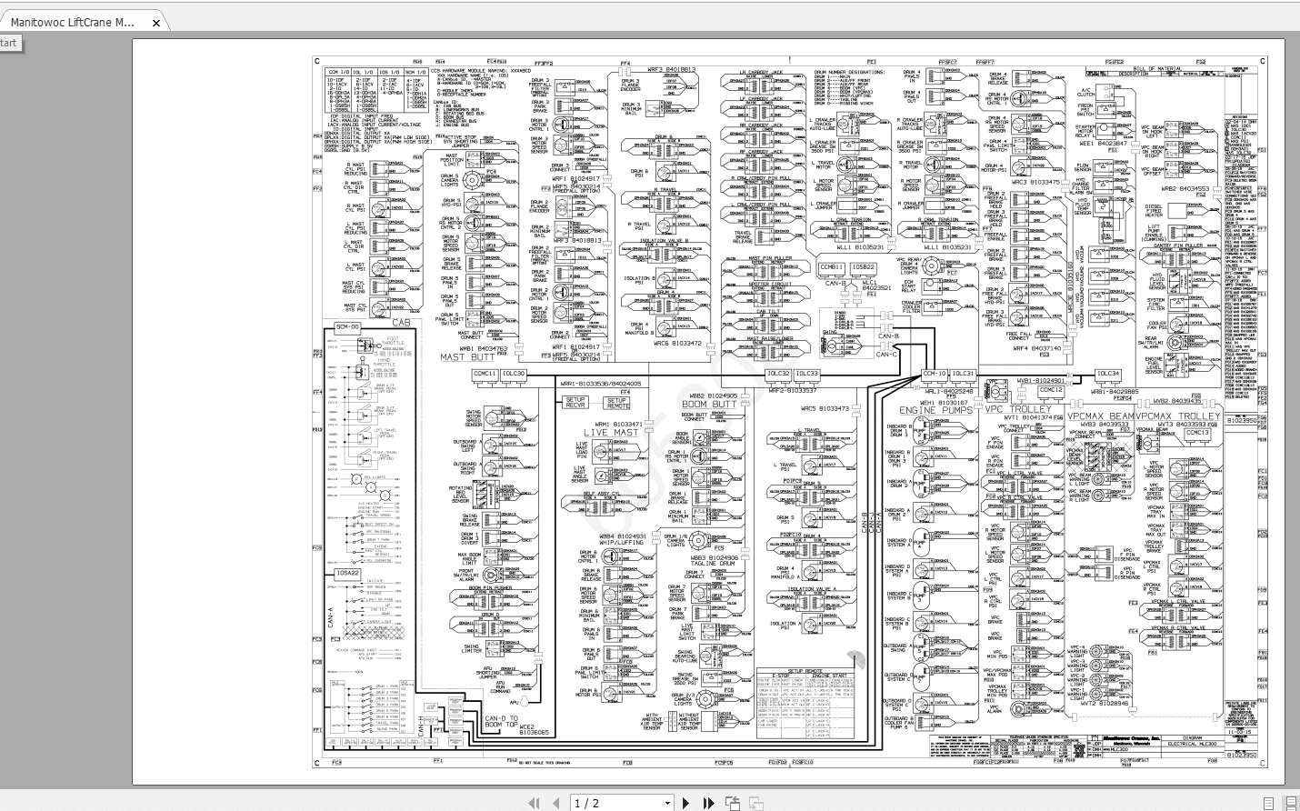 Manitowoc LiftCrane MLC 300 81023950FG Electrical Schematic