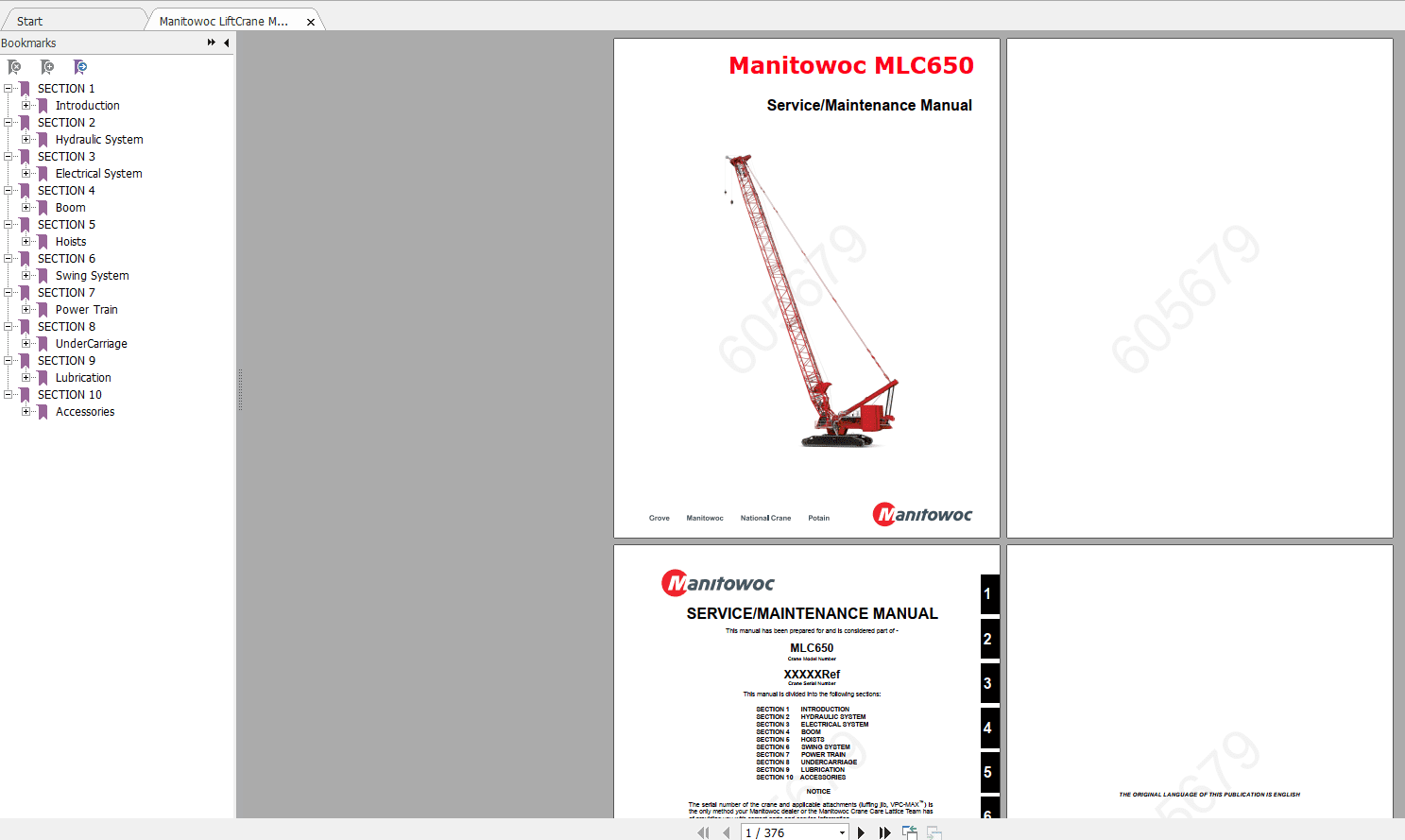 Manitowoc LiftCrane MLC 650 605679CTR229 09 Service Maintenance Manual
