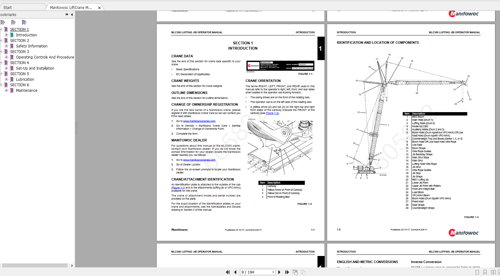 Manitowoc LiftCrane MLC300 LJ 605822CTR239 11 Operators Manual 2