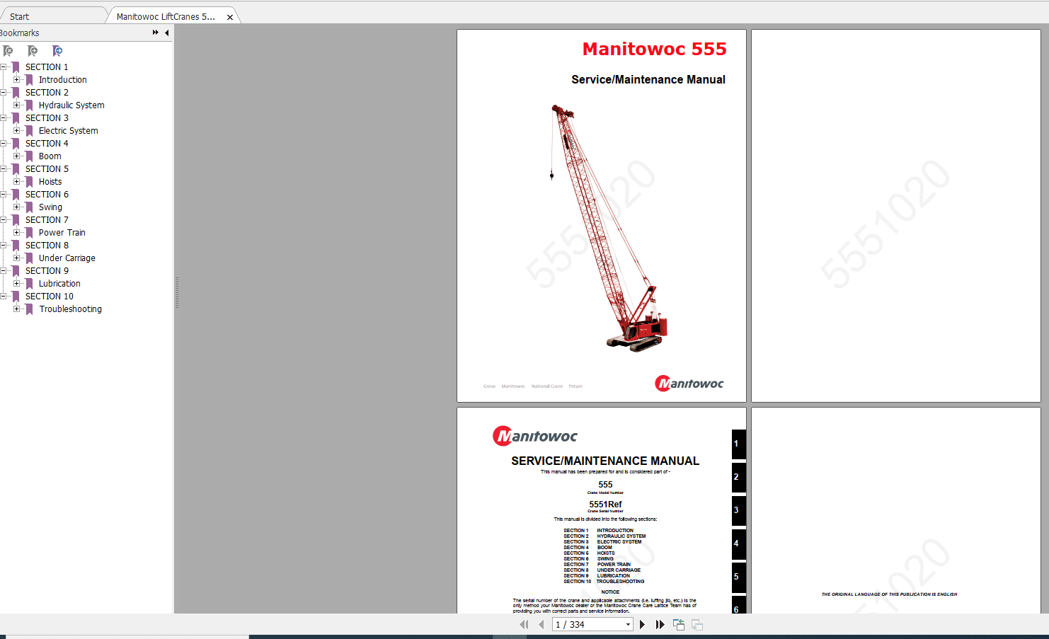 Manitowoc LiftCranes 555 5551020 Service Maintenance Manual 3