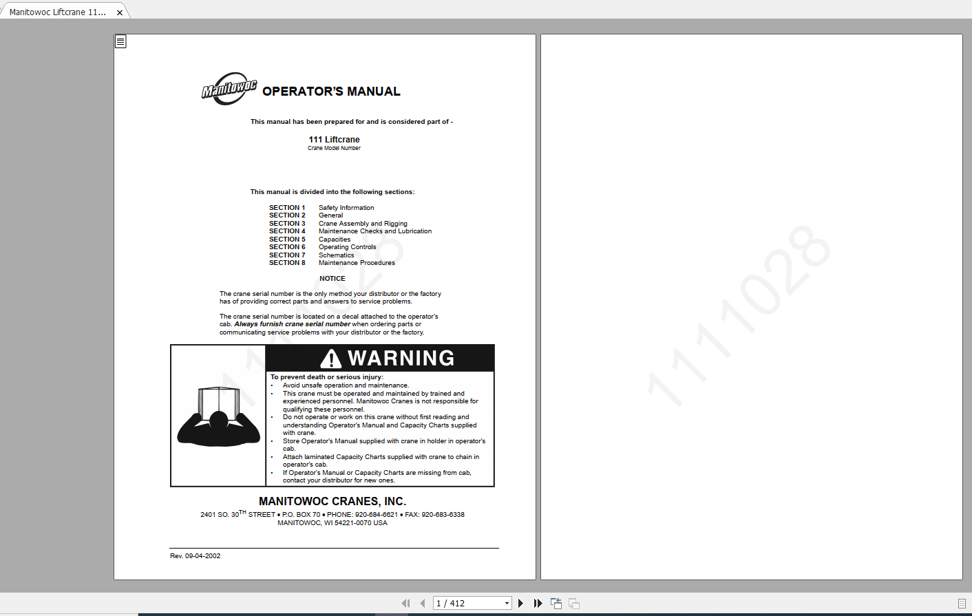 Manitowoc Liftcrane 111 Serial No