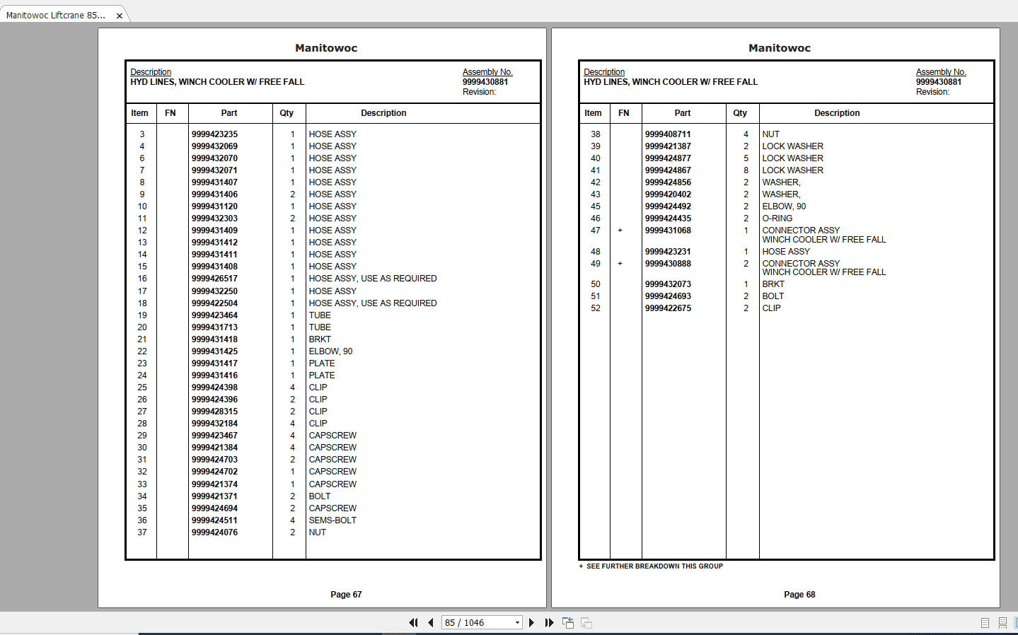 Manitowoc Liftcrane 8500 1 8500REF Parts Manual2011 3