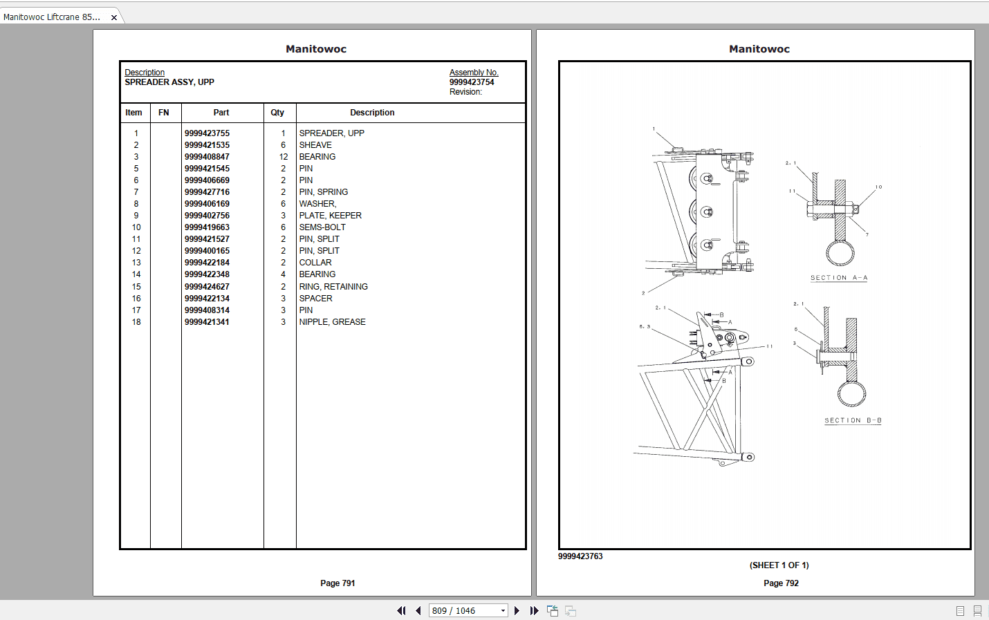 Manitowoc Liftcrane 8500 1 8500REF Parts Manual2011 4