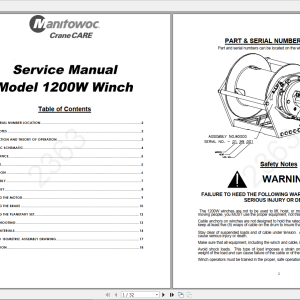 National Crane 1200W WINCH 2363 Service Manual