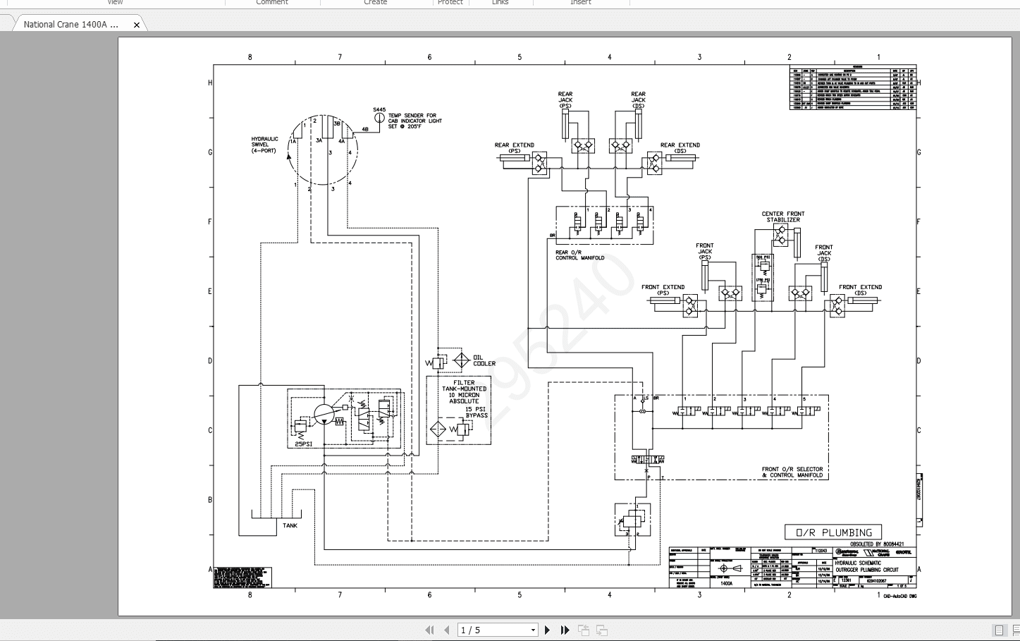 National Crane 1400A 6294102067REVJ Hydraulic Schematic