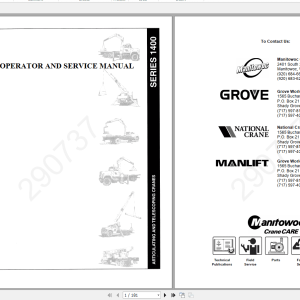 National Crane 1400 290737 Operators Service Manual
