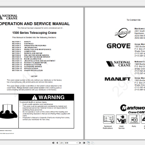 National Crane 1500 294001CTRL035 03571 00 Operators Manual